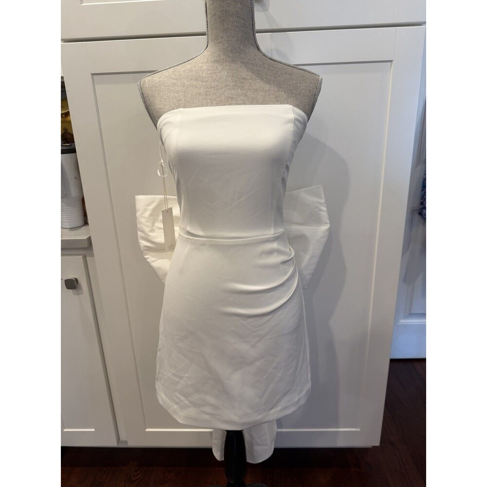 VICI White Strapless Mini Dress Small NWT Bow Detail Bridal Cocktail Party
